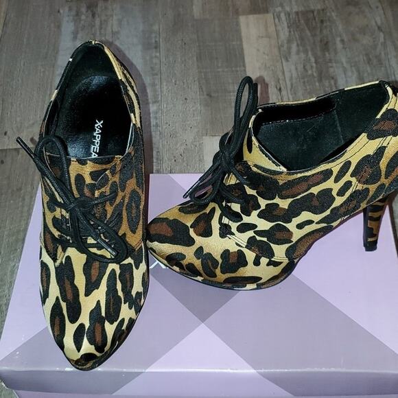 X-Appeal size 6 leopard heeled ankle boots - Picture 1 of 6